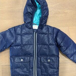 Hanna Andersson Blue Puffer Jacket with Aqua Lining